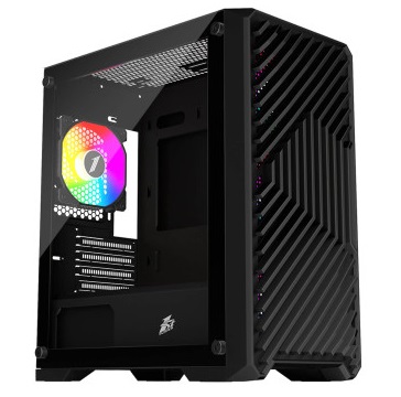 מארז מחשב לגיימרים שחור זכוכית צד ותאורה 1StPlayer T5 Black M-ATX RGB Side Tempered Glass 8x12CM GPU 330mm Liquid Cooling 2x120mm